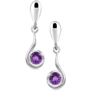 Limana Paar Ohrstecker echter lila Amethyst Edelstein 925 Sterling Silber hängende Ohrringe (inkl. Herz Dose), Ohrhänger für jeden Tag Geschenk für Frauen Damen Freundin Ehefrau Oma lila