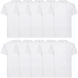10er Pack Fruit of the Loom Valueweight T-Shirt, weiß, L
