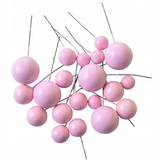 Festivalartikel Tortenstecker Tortendekoration Kugeln am Stiel Gold Topper Ball goldenen Kugeln rosa