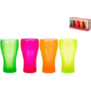 Set aus 4 fluoreszierenden Coca‐Cola-Gläsern Pasabahce 35 cl - Bunt