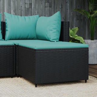 SECOLI Gartensofa Rattan Balkonmöbel Kleiner Balkon Garten Lounge Gartenmöbel Set Rattan Balkonsofa Loungemöbel Terrasse Terrassenmöbel-Schwarz und blau-Gartenhocker