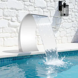 Fyssnn Pool Brunnen Schwalldusche, 304 Edelstahl Wasserfall Spillway, für Garten Teich Schwimmbad, Bachlauf Poolfontäne Springbrunnen Wasserspiel Dekoration (60x30cm)