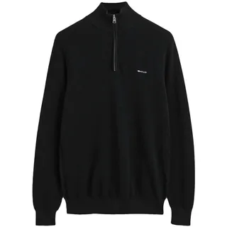 GANT Herren Pique-Strickpullover mit Zip-Kragen - COTTON PIQUE HALF ZIP, Baumwolle Schwarz 5XL