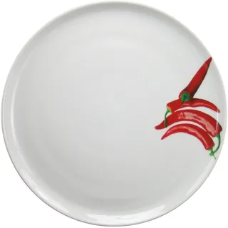CreaTable Pizzateller Essteller Kräuter, (4 St), Teller Set für 4 Personen, weiß, Porzellan, schwere Qualität weiß