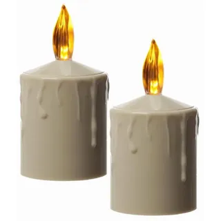 MARELIDA LED Grabkerze 11,5 cm beige 2 St.