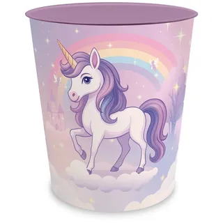 ITENGA Papierkorb Kunststoff Einhorn Zauberwolke Mädchen Kinderzimmer Mülleimer