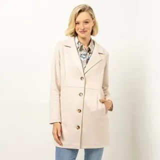 VIA MILANO Kurzmantel Veloursleder-Optik Länge 85cm figurumspielend