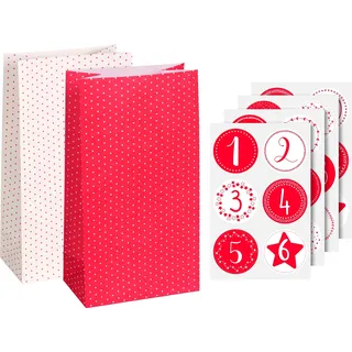 Heyda Maxi-Adventskalender-Set Pünktchen 24x13 cm mit 24 Papiertüten