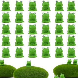 PUCIO 30 Stück Mini Harz Frosch Figuren Fairy Garden Miniatur Moos Landschaft DIY Craft Zubehör for Frog Cake Topper Statue Bauernhof Balkon Wohnzimmer Office Deko