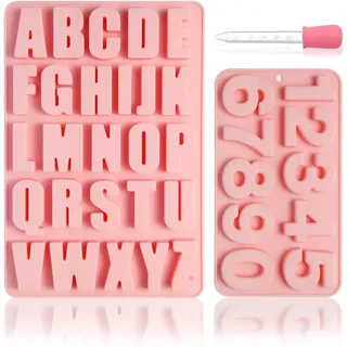 Luxoraiova Silikonform Buchstaben und Zahlen – A-Z & 0-9 3D Alphabet Silikonformen Gießformen für Schokolade, Seife & Epoxidharz (Rosa)