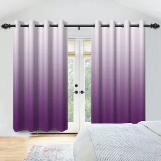 IKDZCM 2 Stück/Set Volltonfarbe Farbverlauf Fenstervorhang Lila Schlafzimmer Wohnzimmer Dekor Verdunkelungsvorhänge aus Polyestergewebe (BxH/2 x 83 x 180 cm)