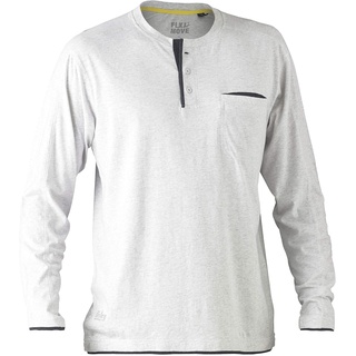 Bisley Workwear Flex&Move UKBK6932_BGGY Henley T-Shirt langärmelig, Baumwolle, Gr. XL, Grau