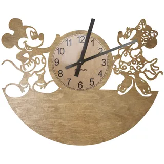 EVEVO Mikey Minnie Mouse Wanduhr aus Holz 50cm 109 Farben zur Auswahl Retro-Uhr Handgefertigte Vintage Geschenk Stil Raumdekoration Hause Großes Geschenk Uhr Mikey Minnie Mouse