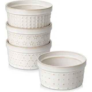 MALACASA Ramekin 240 ml Soufflé Förmchen Set von 4, Ø11.1cm Creme Brulee