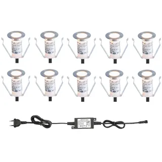SUBOSI 10er mini Bodeneinbaustrahler Set DC12V Ø19mm 0.4W LED Einbaustrahler IP67 Wasserdicht Einbauleuchten Außen Terrasse Küche Garten Led Lampe