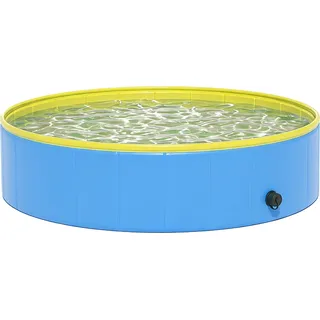 PawHut Hundepool für Große und Mittelgroße Hunde Faltbare Hunde Planschbecken 120 x 30 cm Hundebadewanne Rutschfeste Schwimmbecken Hundeplanschbecken für Enten, Innen- und Außen, Blau   Aosom