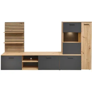 Möbel Boss Anbauwand Heathrow 4-teilig 250x135 cm Artisan Eiche Dekor/Anthrazit