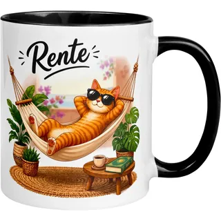 Rente Tasse Katze | Geschenk Ruhestand Frau Mann | Kollege Kollegin