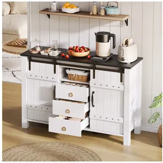 Odikalo Sideboard Anrichte Essschrank Küchenschränke Stauraum Schiebetür Schublade Weiß weiß