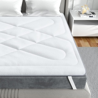 BedStory Matratzenauflage, 160 x 200 cm, mit Bezug aus Bambus, extra weich, milbendicht und atmungsaktiv, ideal für Sofa, Bz, Wohnwagen, Reisen...