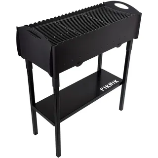 Gartengrill | Schaschlikgrill für 21 Spieße – Massiver Holzkohlegrill aus 3 mm Stahl, zerlegbar & kompakt verstaubar, stationärer Metallgrill für Garten, Terrasse & Outdoor BBQ