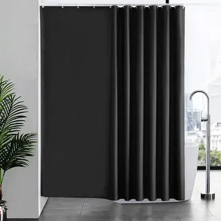 Duschvorhang Überlänge 240x180cm Schwarz Antibakteriell Wasserdicht