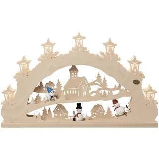 Saico Original 3D Schwibbogen Schneemann 1-tlg, Leuchtbogen beige