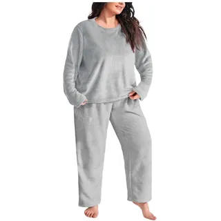 Pijamas Damen Kuschel Pyjama Flauschig Warm Schlafanzug Hausanzug Fleece Pyjama Zweiteiler Aesthetic Nachtwäsche Flanell Thermo Loungewear Oberteil Und Schlafanzughose