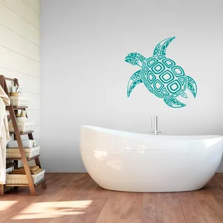 Wandtattoo WALL-ART "Badezimmer Schildkröte" Wandtattoos Gr. B/H: 80 cm x 79 cm, Tiere, grün Wandtattoos Tiere