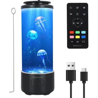 Quallen Lavalampe mit Bluetooth, 2,5 Liter LED Farbschanterqualle Aquarium mit Geschwindigkeitskontrolle und 4 Lichtmodi USB, Fantasy Stimmungs Lampe Familienbüro Atmosphäre, Kindergeschenke (Schwarz)