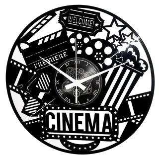Instant Karma Clocks Wanduhr aus Vinyl Schallplattenuhr mit Movie Theatre Cinema Motiv Filmliebhaber, PVC