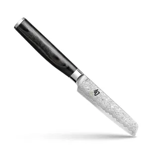 KAI Shun Premier Tim Mälzer Minamo japanisches Officemesser 9,0 cm Klingenlänge - VG-MAX Kernstahl mit 32 Lagen Damaszenerstahl, 61 (±1) HRC - Pakkaholz - Handgefertigt - Made in Japan, Gemüsemesser
