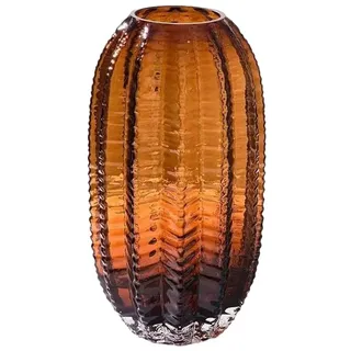 Surwin Glasvase Deko, Gross Klar Glasvase -Vintage Deko Vase Tischdekoration Klarem Blumenvase für Wohnzimmer Büro Dekoration Heimdekoration, Hochzeits (Braun - Oval)