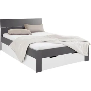 Rauch Bett Einzelbett Doppelbett Stauraum FLEXX 145 x 90 x 209 cm lackiert grau/weiß