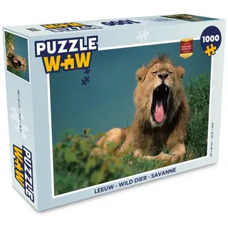 MuchoWow Puzzle Löwe - Wildes Tier - Savanne, 1000 Puzzleteile, Foto-Puzzle, Bilderrätsel, Puzzlespiele, Klassisch 48 cm x 68 cm x 2 cm