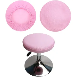 HuaLiSiJi Hockerbezüge Rund 1 Stück, Waschbar Pflegeleicht Atmungsaktiv und Langlebig, für 30-40cm Runder Hocker Durchmesser (Rosa)