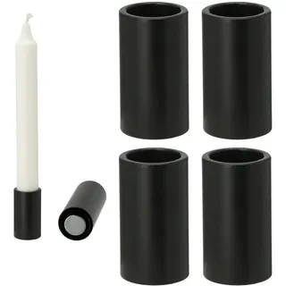 Novaliv 4X Kerzenständer magnetisch 2,8x7,5cm SCHWARZ Kerzenpick Wohnzimmerdekoration Kerzenhalter Stabkerzen Magnet Tafelkerzen weihnachtliche Tischdekoration Adventskranz Candle Holder