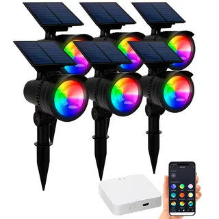 Lunartec LED Solar Erdspieß 6er Set spritzwassergeschützt 50 lm IP44