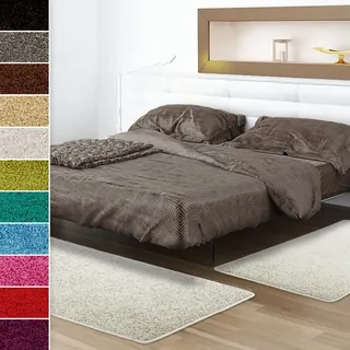 Floordirekt Shaggy-Bettumrandung Sphinx - 3-teiliges Läufer-Set für das Schlafzimmer - Hochflor Bettvorleger in vielen Farben (B: 67 cm | L: 1 x 240 cm + 2 x 140 cm, Creme)