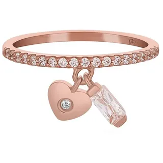 Cai CAÏ Fingerring 925 Silber rosévergoldet Herz Zirkonia rot Gr. 60