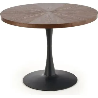 Esstisch rund Carmelo Ø100x75cm Küche Esszimmer 4 Personen Walnuss / Schwarz - Bronze/Schwarz