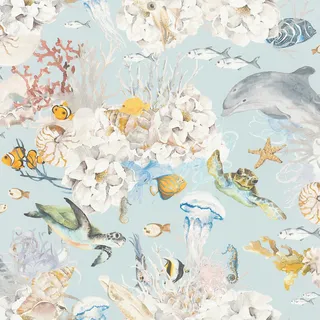 Rasch Textil Vliestapete 10 m x 0,53 m 301328 Hellblau