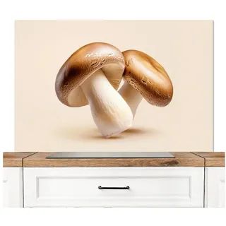 KitchenYeah Küchenrückwand Pilze - Weich - Beige, (1-tlg), Spritzschutz Herd Wand, Küchen Deko, 120x80 cm beige 120 cm x 80 cm