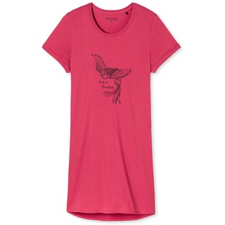 SCHIESSER Damen Nachthemd, 85 cm - 1/2 Arm, Sleepshirt, Uni, Print, Rundhals Rot XS