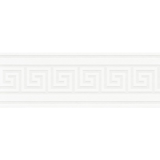 A.S. Création selbstklebende Bordüre - Folienbordüre mit schickem Muster in Weiß und Silber - auf 5,00 m x 0,13 m je Rolle