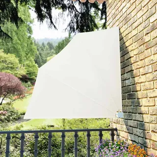 Holamys Faltbarer Balkonfächer Creme 140x140 cm, UV-beständig, wasserabweisend, pulverbeschichteter Stahlrahmen für Terrasse, Garten und Balkon