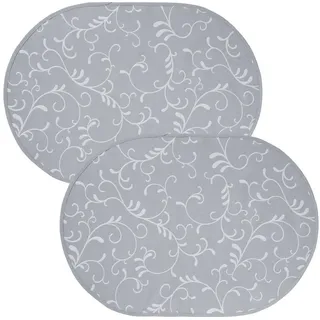 Erwin Müller Platzset Tischset "Essen" 2er-Pack, abwaschbar Ranke grau oval | 35 cm x 50 cm