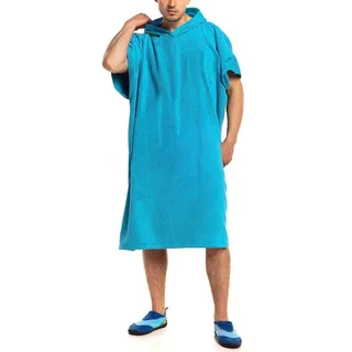Aquarti Badeponcho Aquarti Damen Herren Badeponcho Frottee Kapuzenhandtuch blau S/M