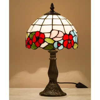 Tischlampe, Tischleuchte, Lampe im Tiffany-Stil "Blüten" 21x35cm