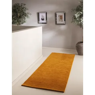 benuta Wollteppich Jamal, rechteckig, Höhe: 6 mm, Wolle, Teppich Wohnzimmer, Schlafzimmer, Esszimmer, Flur, Hygge gelb rechteckig | 80 cm x 300 cm x 6 mm